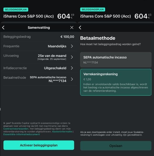 Scalable Capital beleggingsplan handleiding Stap 3 en 4